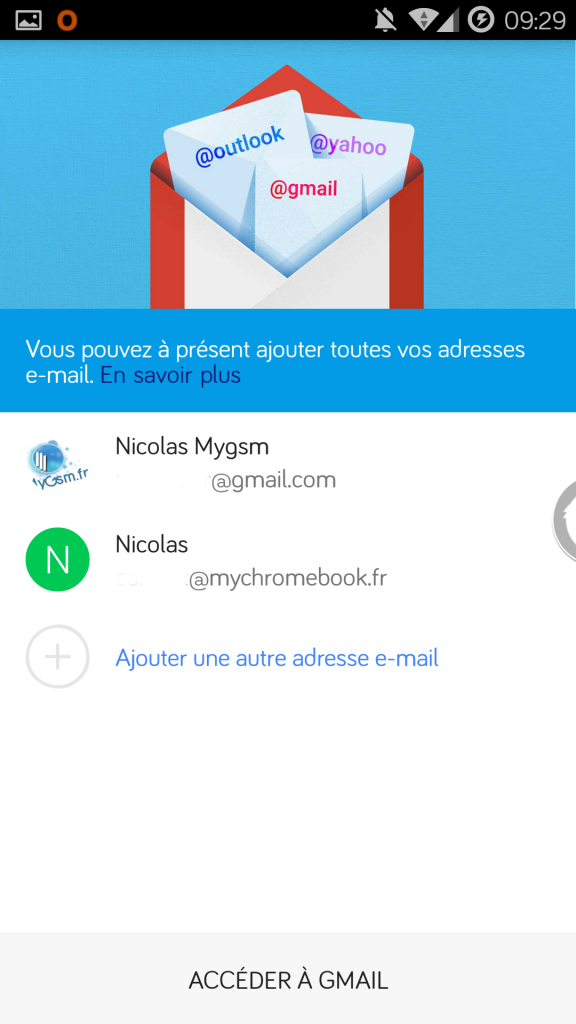Essayer Gmail 5.0 qui prend en charge les comptes pop, imap !