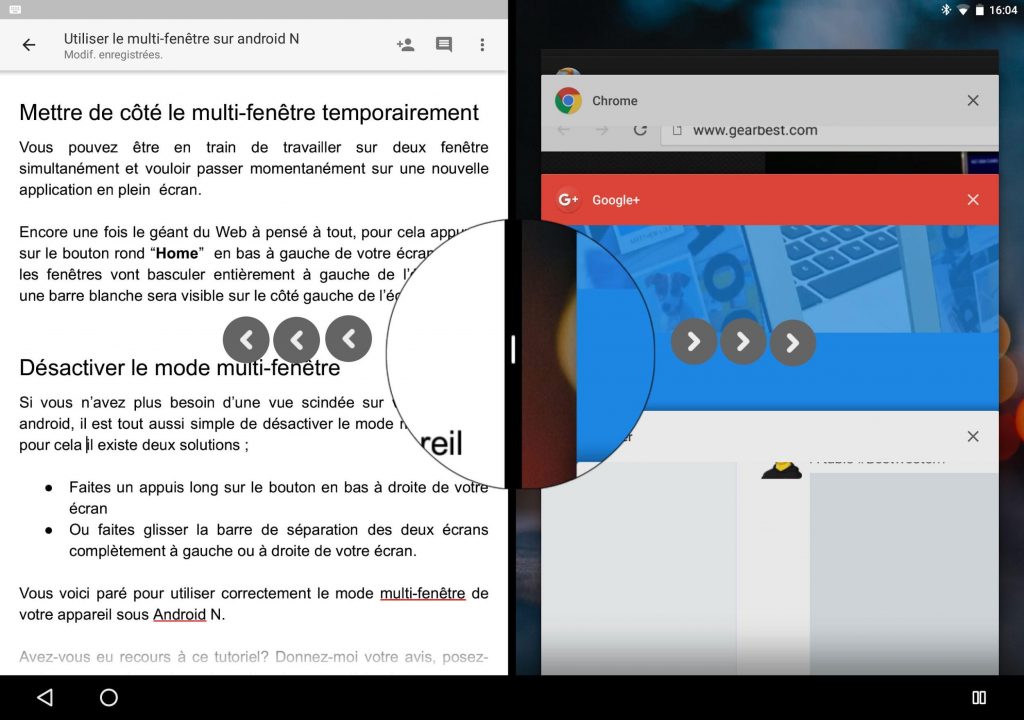 Utiliser le multi-fenêtre sur android N